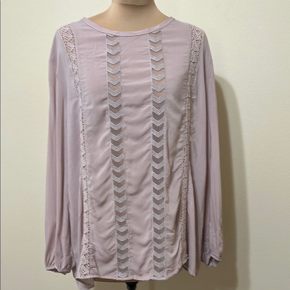 Sundance Pink Ruched‎ Long Sleeve Blouse
